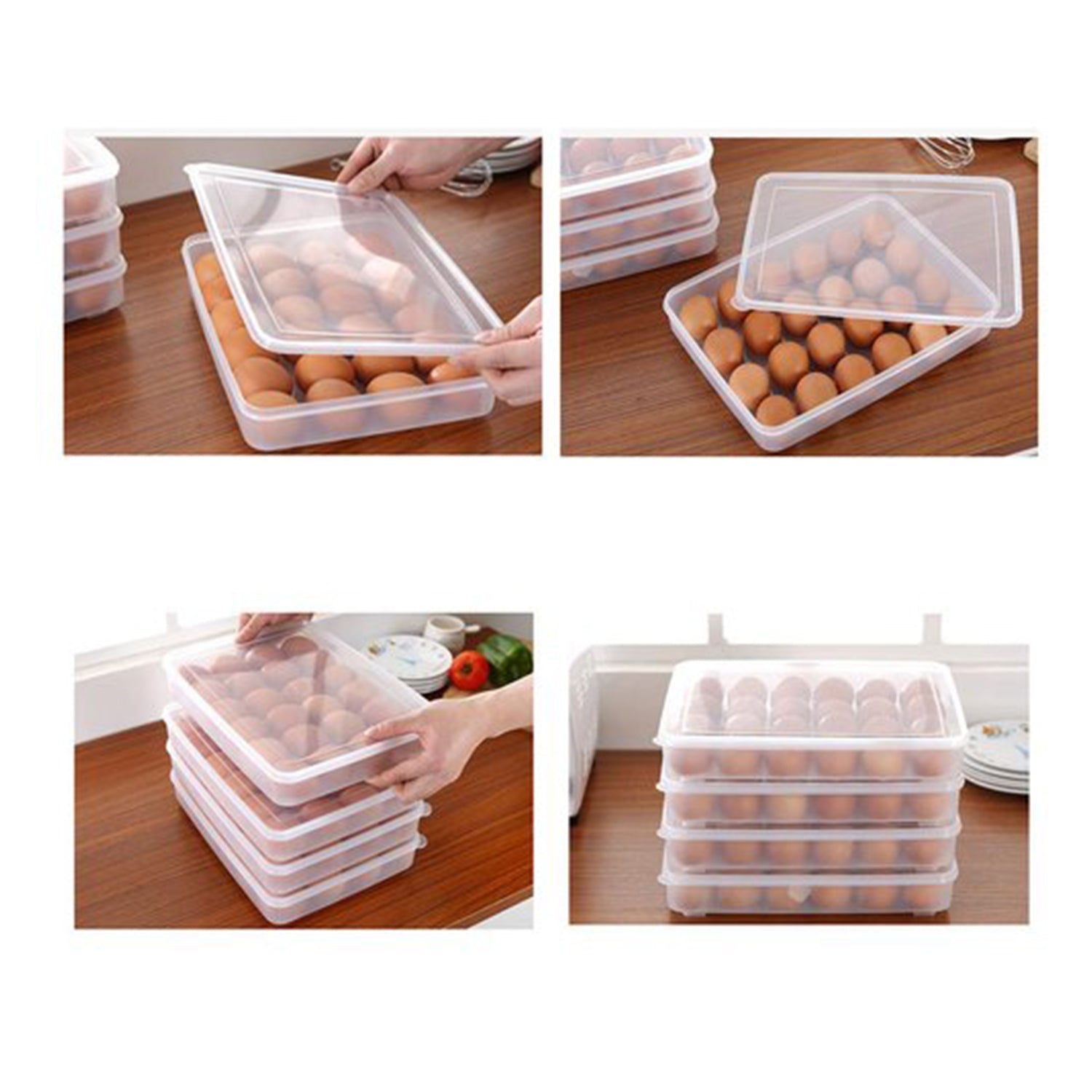 2645 24 Grids Plastic Egg Box Container Holder Tray for Fridge with Lid for 2 Dozen Egg Tray 2645 24 Grids Plastic Egg Box Container Holder Tray for Fridge with Lid for 2 Dozen Egg Tray